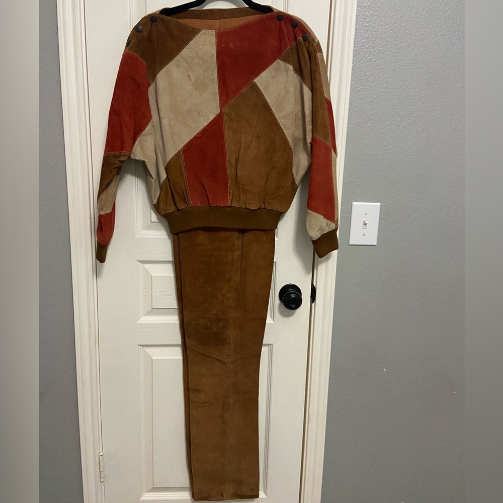 Vintage Colorblock 100% Suede Two-Piece Set women’s size 7/8